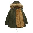 thumbnail image 1 of Chaqueta de algodón con forro de lana, chaqueta cálida de invierno con cuello de lana y capucha, chaqueta grande de algodón para mujer, 1 of 6