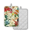 thumbnail image 2 of Oven Mitts 2 Pcs Pot Holders Sets Heat Resistant Hot Pads for Kitchen Cooking Baking 7"x9.8" Different Flower and Leaf, 2 of 7