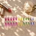 thumbnail image 4 of ONLYEOR Spring Macaron Press On Nails, Cute Sweet Colorful Design, Long Pointed Fake Nails for Daily & Date Look, 4 of 8