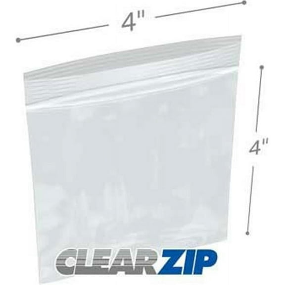 International Plastics CZ20404 4 x 4 in. ClearZip Lock Bags, 0.002 Gauge - Case of 1000