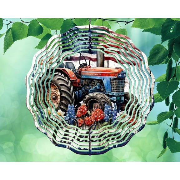 10 Inch Welcome Tractor American Flag USA Wind Spinner Yard Decor Aluminum Sublimated Garden Art Indoor Outdoor 3D Kinetic …