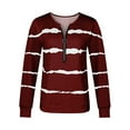 thumbnail image 3 of Lumento New Striped Pullover Tops Blouse for Women Autumn Fall Thin Casual Stylish Long Sleeve Shirt Zip Tops Wine Red L, 3 of 6