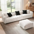 thumbnail image 3 of Liangfu White Corduroy Sofa with Ottoman - Double - Layer Cushion, Multiple Styles, Versatile for Home Spaces 5Pillow, 3 of 8