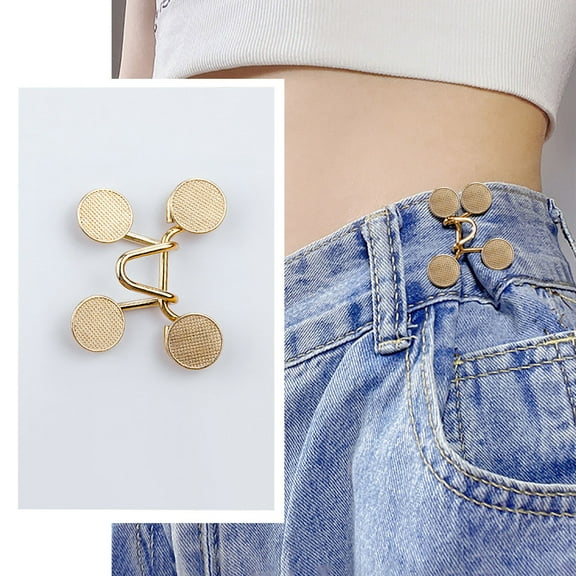 Pant Waist Reducer Adjustable Pant Waist Tightener Clip, No-Sew Jean Button and Pants Waistband Reducer for A Perfect Fit, Easy to Install Fashion Alteration Tool for Trousers, No Sew Button, H