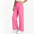thumbnail image 6 of Sevevn Big Girls Wide Leg Dress Pants Casual High Waist Straight Trousers Button Work School Uniform Pants Loose Fit Back to School Business Casual Slacks Hot Pink 11 Years, 6 of 8