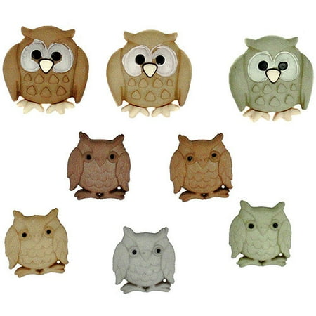 Embellishment Resin Flat Back - Dress It Up Owl Flats Embellishments, 8 Piece