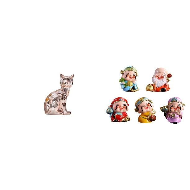 Estatua de gato para escritorio, figura decorativa de de dibujos animados, adorno de cerámica y resina, ideal para el hogar y la of