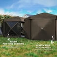 thumbnail image 5 of GVN Patio Garden Pergola, Pergola Canopy,12' x 12' Hexagonal Pop Up Gazebo Canopy Tent with 5 Sidewalls and Carry Bag, Brown, 5 of 10