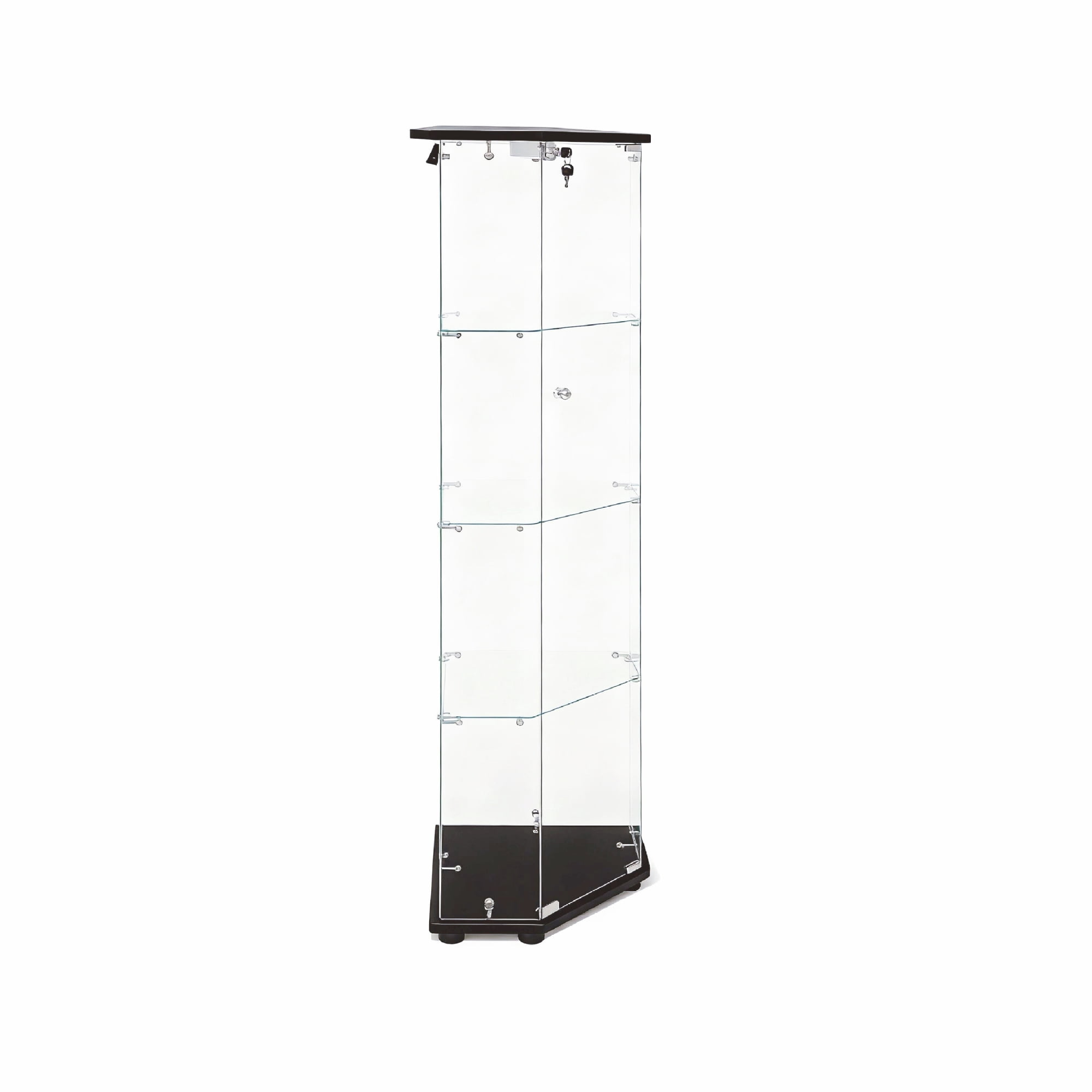 4-Tier Glass Display Cabinet with Glass Doors,Corner Storage Cabinet,Curio Cabinet & Bookshelf, Collection Showcase for Home Office,Black