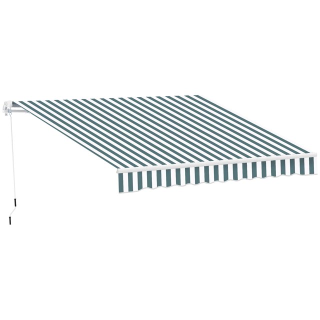 Outsunny 8' x 7' Retractable Awning, Patio Awnings, Sunshade Shelter with 280 g/m² UV & Water-Resistant Fabric and Aluminum Frame for Deck, Balcony, Yard, Green and White