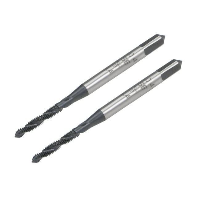 Unique Bargains Robinet à Flûte en Spirale M2 x 0.4, Robinet de Filetage pour Machine Métrique, Revêtement Nitriding HSS, Tige Ronde avec Extrémité Carrée, 2 Pcs