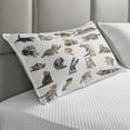 thumbnail image 2 of Cat Quilted Pillowcover, Illustration of Funny Playful Cats on Plain Background Animals Kitten Pattern, Standard King Size Accent Pillow Cover for Bedroom, 36" x 20", Brown Black White, by Ambesonne, 2 of 2