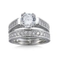 thumbnail image 2 of Round Cut White Topaz Band Women's 925 Silver Wedding Jewelry Ring Set Size 6-11, 2 of 3