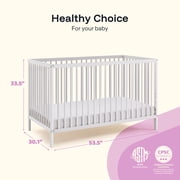 HARPPA White Convertible Baby Crib, GREENGUARD Gold Certified Full Size Crib for Babies and Toddlers, Modern Nursery Bed with Adjustable Heights