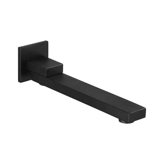 JERFIT Matte Black Folding Tub Spout, 180 Degree Swivel Wall Mounted Bathroom Bathtub Faucet Spout, Stainless Steel, Anti-Splash Bubbler, 1/2" NPT