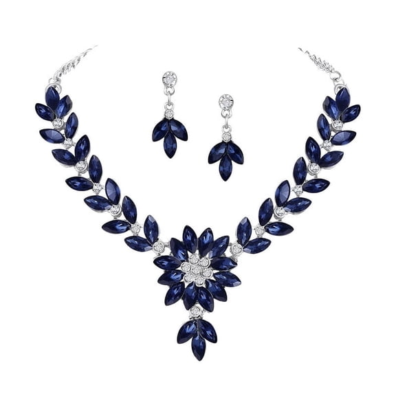 Parshwa Creations Exquisite Indian Bollywood Wedding Silver Plated Choker Necklace Set