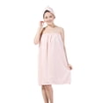 thumbnail image 1 of Conjunto de bata envolvente de spa para mujer, toalla de baño de microfibra absorbente suave y acogedora con gorro de turbante para secar el cabello, 1 of 5