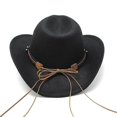 thumbnail image 3 of Sombrero de copa vaquero occidental Fieltro negro, 3 of 4