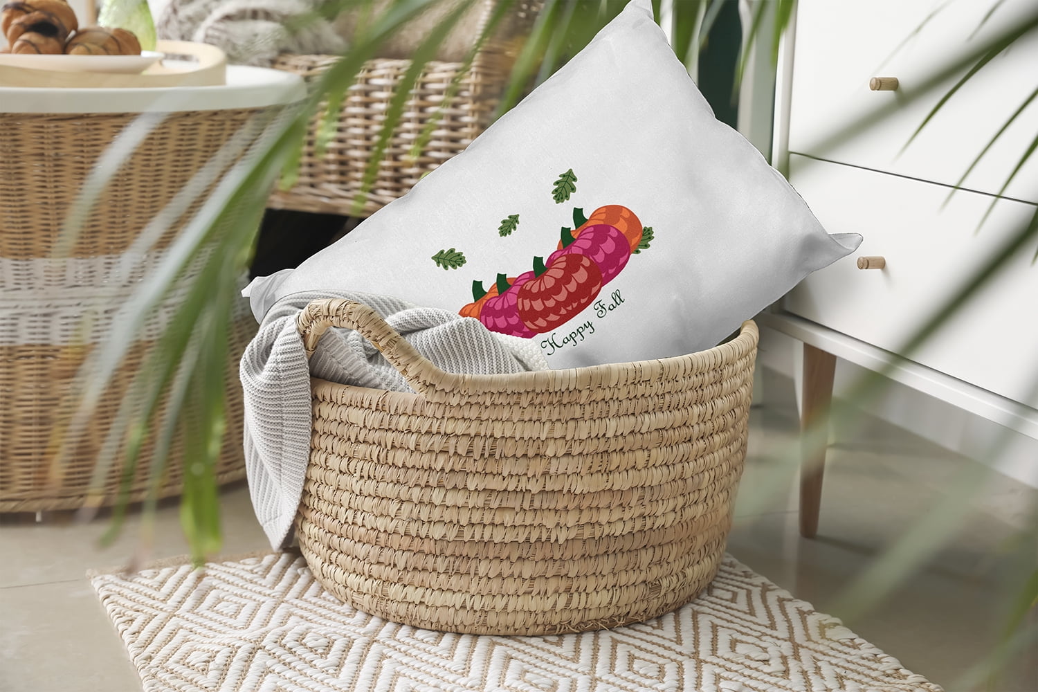 20" x 14" Simply Daisy Happy Fall Pumpkins Polyester Indoor/Outdoor Pillow, Dragon Qty 1