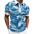 thumbnail image 1 of Camisas De CompresióN Para Hombre Camisa de de primavera y verano para hombre, camisa informal de manga corta con cremallera y solapa, camisa holgada informal con estampado, Top (Sky Blue, 3XL), 1 of 5