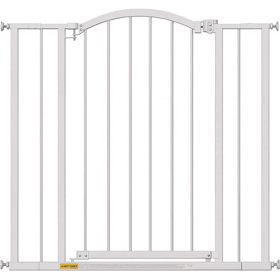 Dkelincs 36"Tall Dog Gate for Doorways & Stairs, Walk-Through Arch Metal Pet Gates Adjustable Safety Gates Fits 28"-40"Wide Opening, White