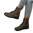 thumbnail image 4 of AXXD Women's Fall Winter Comfort Plus Size Non-Slip Round Toe Flat Boots Fall Boots for Women 2023 Christmas On Clearance Army Green Size 40(US:7.5), 4 of 4
