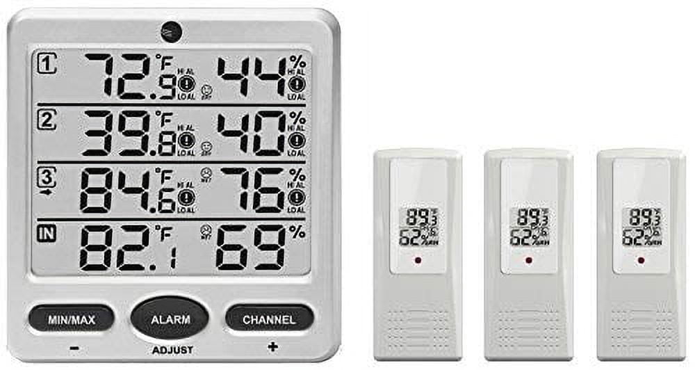 Ambient Weather WS-10 Wireless Indoor/Outdoor 8-Channel Thermo-Hygrometer with Three Remote Sensors