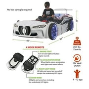 GTX Twin Race Car Bed with LED Lights & Sound FX, Kids Racing Bedroom Furniture