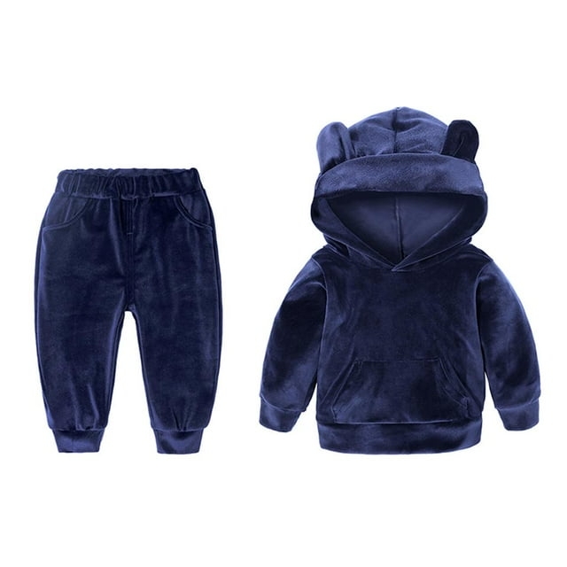 Conjunto de de pantalón de chándal con capucha de manga larga para bebés y niños para niños 4-5T