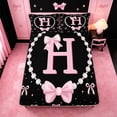 thumbnail image 5 of meiyoeat Chic Pearl Necklace Print King Sheets For Kids,Pink Coquette Bowknot Initial Letter H Bedding,4-Piece, 5 of 6