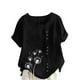 thumbnail image 1 of Vestidos Casuales Para Mujer, Blusas De Mujer De Moda Blusa informal de lino con cuello redondo, manga corta y botones para mujer, 1 of 3