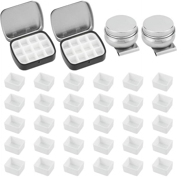 Mini paleta portátil de acuarela con 12 compartimentos, incluye bote de aceite y 30 pastillas de pintura de acuarela vacías.