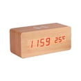 thumbnail image 2 of Reloj de madera Reloj digital LED Creativo Carga inalámbrica Termómetros electrónicos Reloj despertador Fuente de alimentación dual Función de control de voz Alarma de carga inalámbrica, 2 of 6
