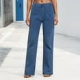 thumbnail image 2 of YDFCWXW Women's High Rise Loose Fit Wide Leg Boyfriend Long Denim Straight Casual Pants Trendy Clothes (Light Blue, 33), 2 of 6
