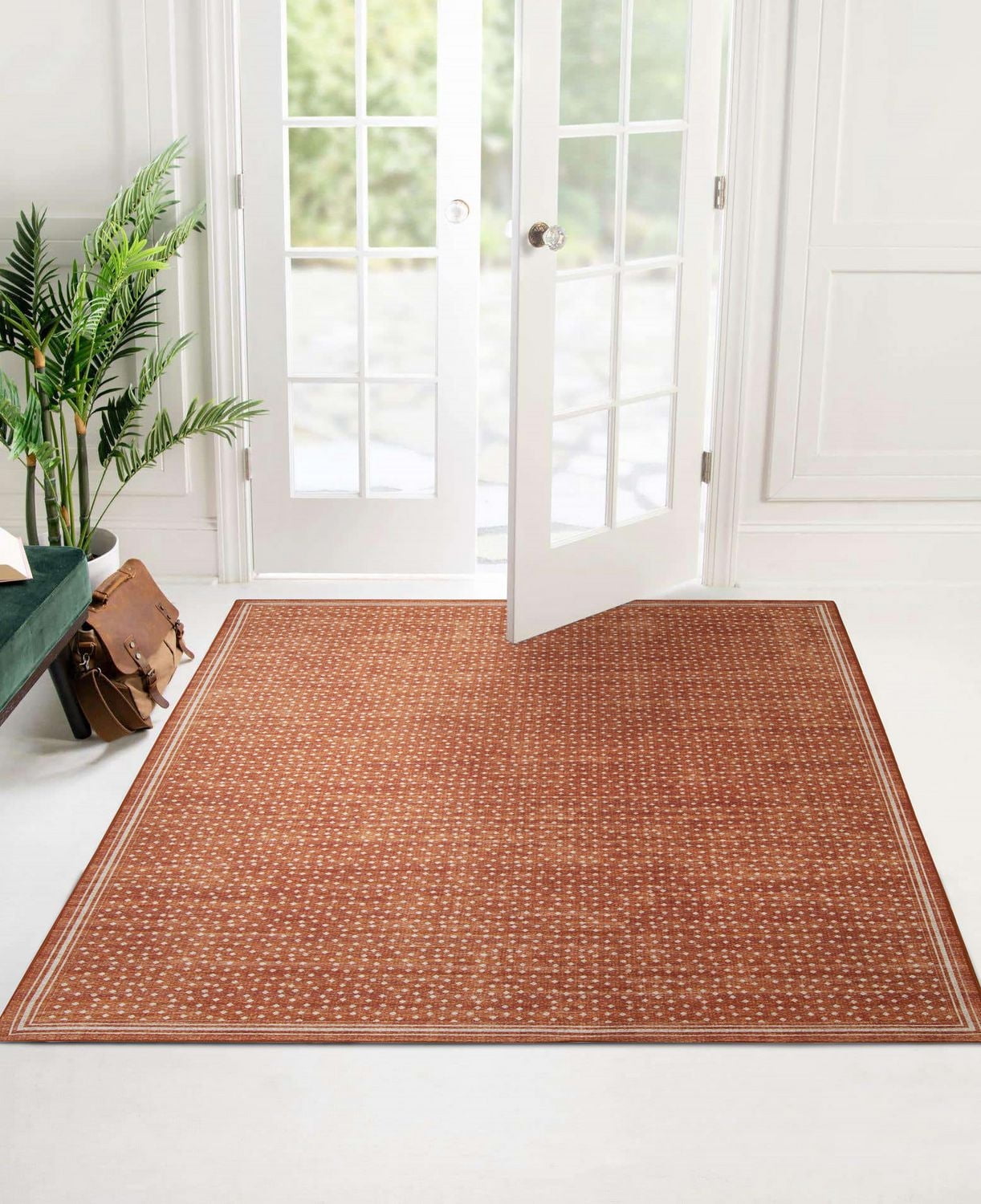 Tapis d'extérieur lavable Estero orange & ivoire 5 pi x7 pi