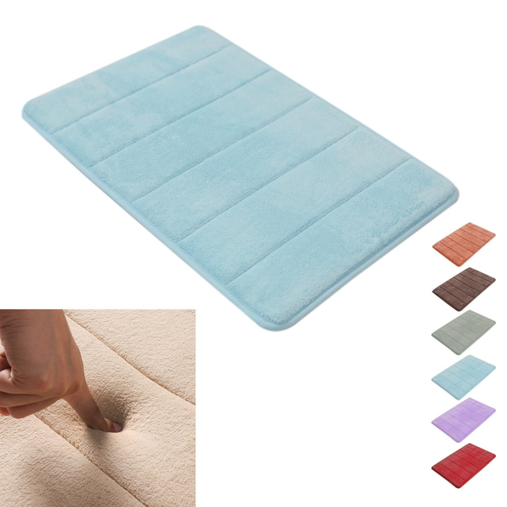 Bath Mats Memory Foam Non Slip Bathroom Mat Super Soft Coral Velvet Fabric 15" x 23" Walmart