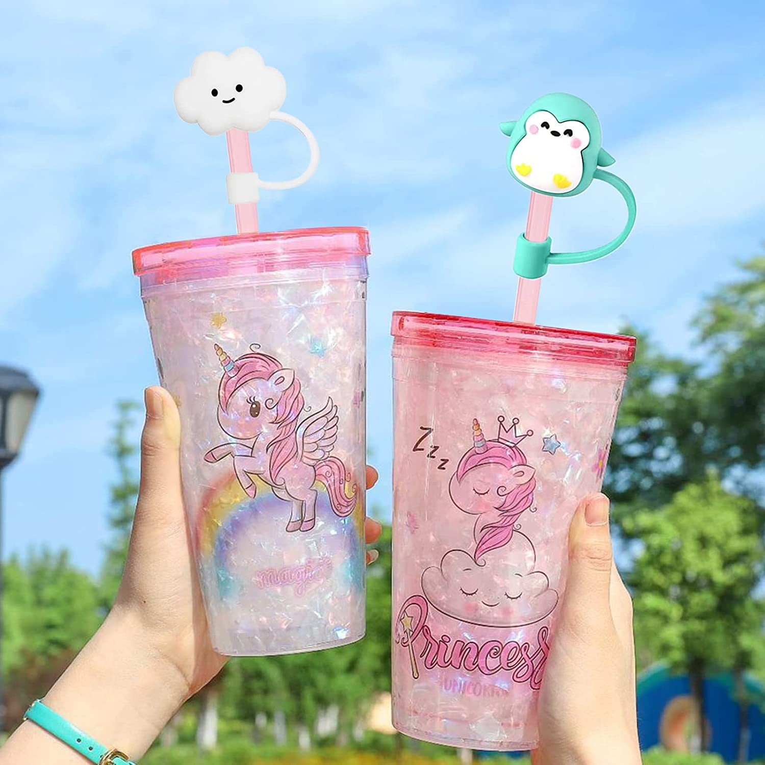 2pcs Straw Tips Cover Straw Covers Cap For Reusable Straws Straw Protector  Cute Holiday Style (Frog)