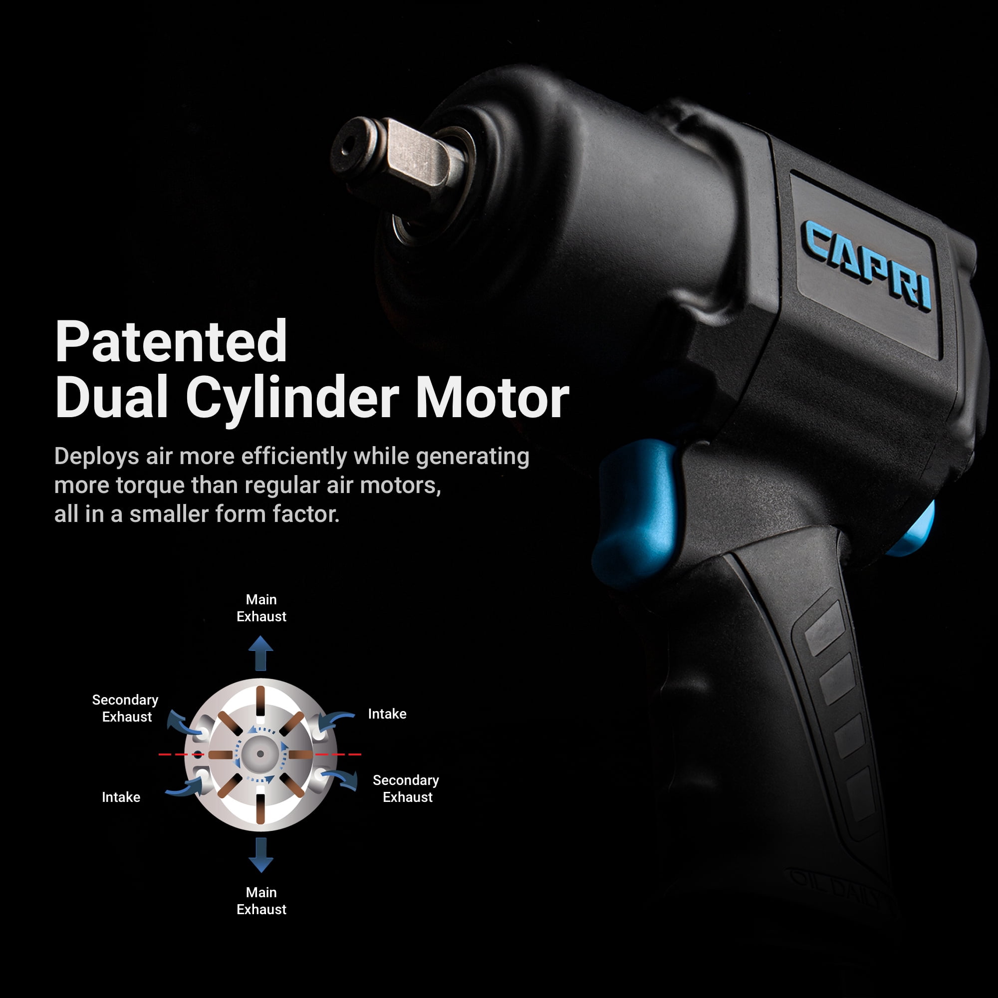 Capri Tools 1/2 in. Twin Power Air Impact Wrench, 1000 ft. lbs.