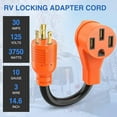 thumbnail image 4 of Nilight RV Generator Adapter Cord 30Amp to 50Amp 3 Prong Pure Copper Heavy Duty Twist Lock Male Plug 10 Gauge Wire L5-30P 14-50R 30M/50F for RVs Camper Caravan Van Trailer, 4 of 10