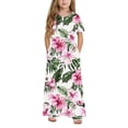 thumbnail image 6 of Ugoldhm Girls Short Sleeve Maxi Dress with Pockets - Printed Casual Summer Shirt Dress for 4-13 Years, 6 of 8