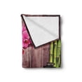 thumbnail image 2 of Spa Soft Flannel Fleece Throw Blanket, Spa Flower and Water Reflection Aromatherapy Bamboo Blossom Candlelight Print, Cozy Plush for Indoor and Outdoor Use, 50" x 70", Pink Green Umber, by Ambesonne, 2 of 5