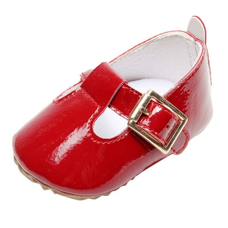 

Binmer Toddler Kids Baby Girl Patent Leather Cute First Walk Buckle Strap Casual Shoes