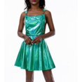 thumbnail image 4 of FNNMNNR Women‘s Metallic Sleeveless Mini Dress High Waist Sparkly Party Disco Holographic Dress Clubwear, 4 of 7