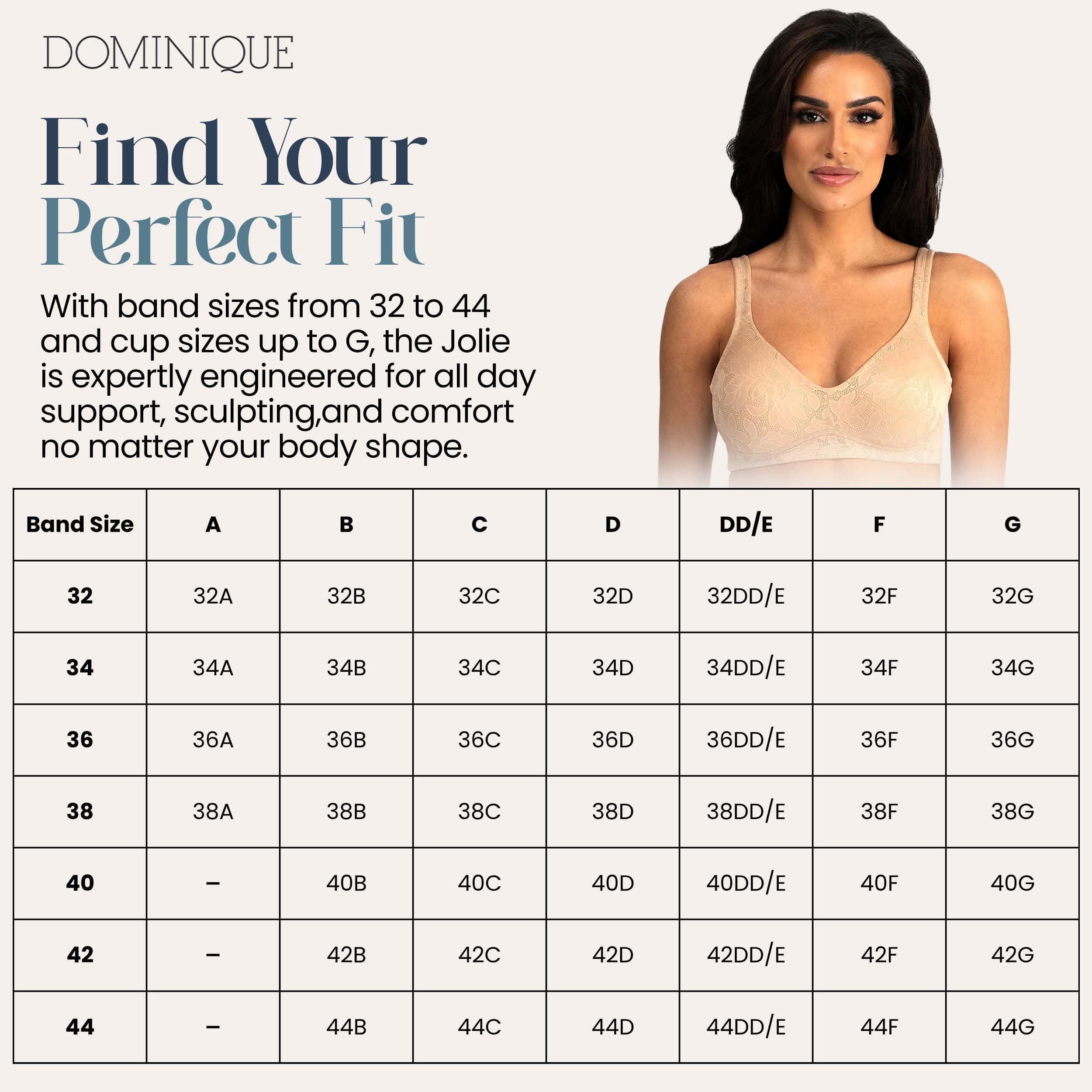 Dominique Women’s Jolie Wire-Free Jacquard Soft Cup Minimizer Bra #6018 – Seamless Full Figure Bra – Lingerie for Women