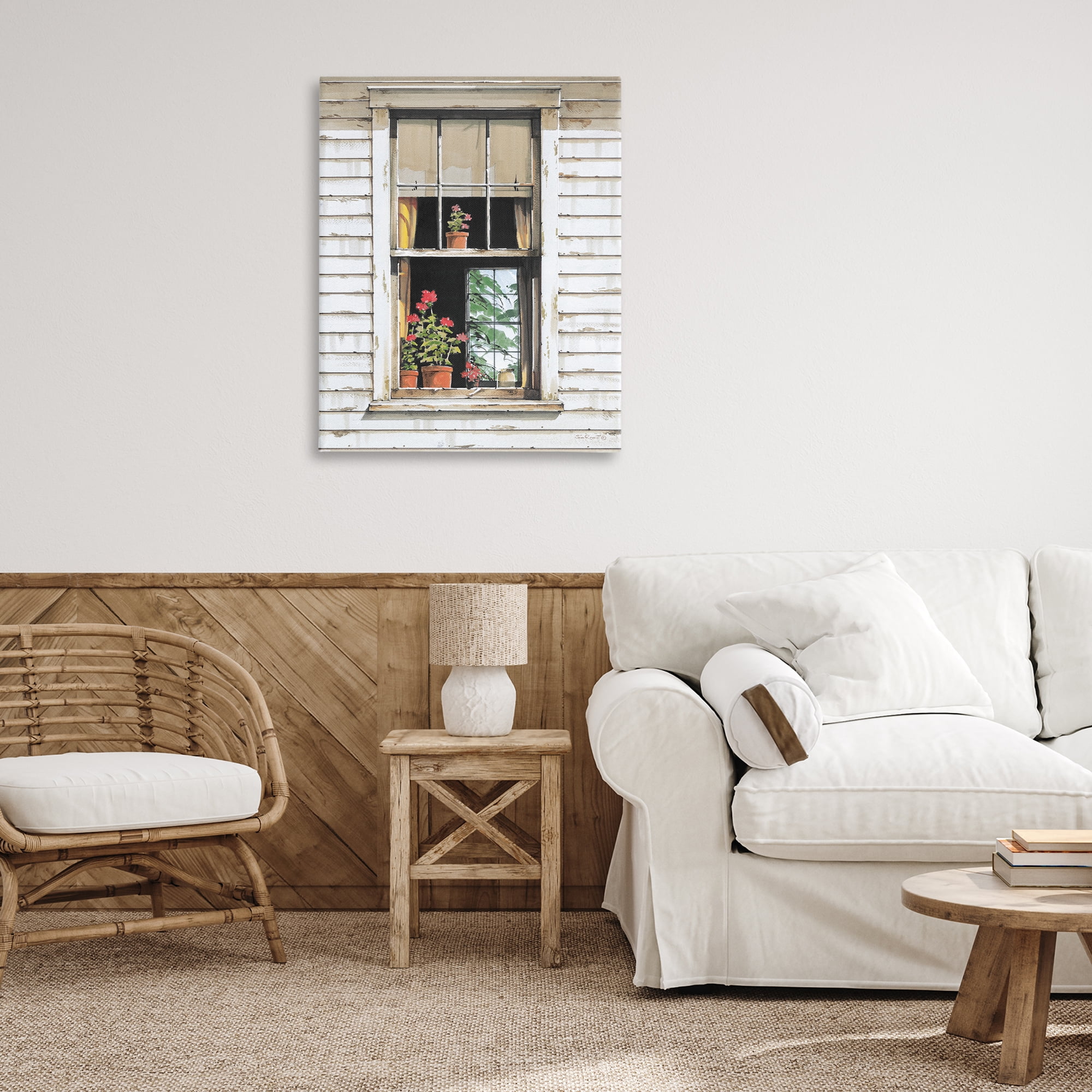 Stupell Industries Cottage Window View Buildings & Architecture Painting Wrapped Canvas Art Print Wall Art, 30 x 40