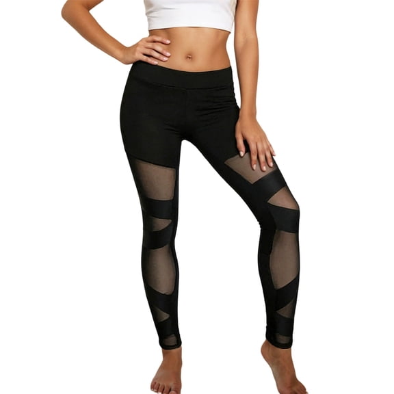 DHFJKG Yoga Leggings Women Mesh Sheer Stretchy Fitness Leggings Workout Mid Rise Sexy See Through Casual Athleisure Trousers