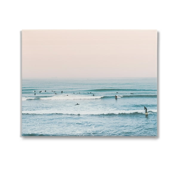 Stupell Industries Pastel Surfer Scene Sports Photography Gallery Wrapped Canvas Art Print Wall Art, 20 x 16