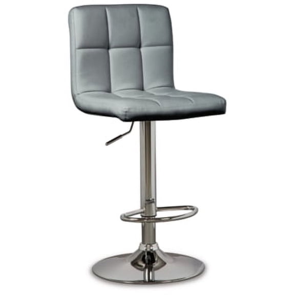 Signature Design by Ashley Leather Bellatier Adjustable Bar Height Swivel Barstool, Set of 2, Gray