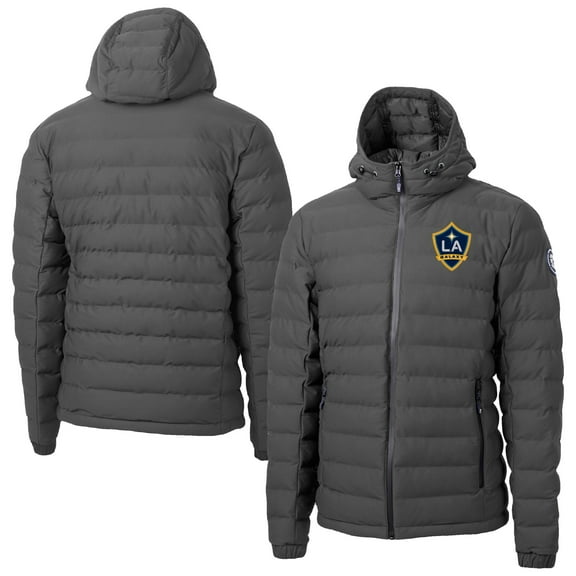 Men's Cutter & Buck Gray LA Galaxy Mission Ridge Repreve- Eco Insulated Full-Zip Hoodie Puffer Jacket