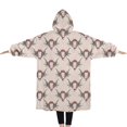 thumbnail image 2 of Oversized Wearable Blanket Hoodie,Beige Buffalo Skull Pattern Sherpa Blanket Hoodie with Super Pockets,Super Warm Fuzzy Pullover for Women & Men, 2 of 6